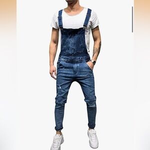 5/$25 Men's Blue Denim Skinny Overalls